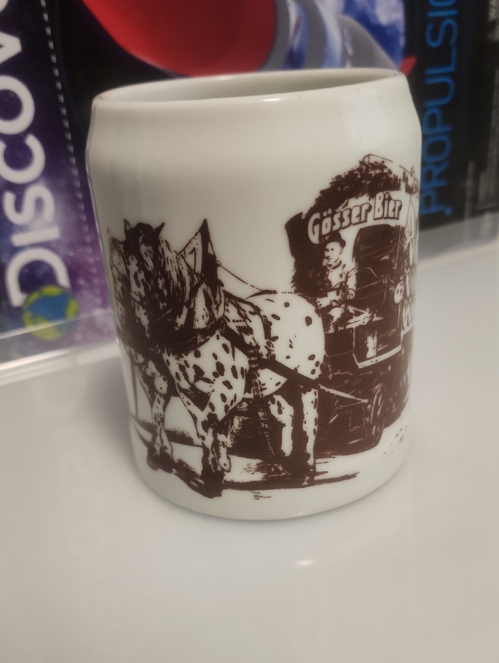 White Ceramic Mug with Brown Horse Illustration